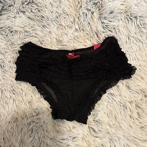 Xhilaration Target Black Ruffled Panties with Red Bow